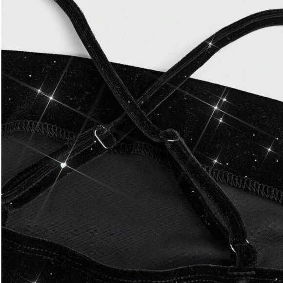 π€ SHEIN Girlism Elegant Velvet Draped Neck Ruched Bodycon Dress β Size 12Y NWOT - Picture 3 of 13